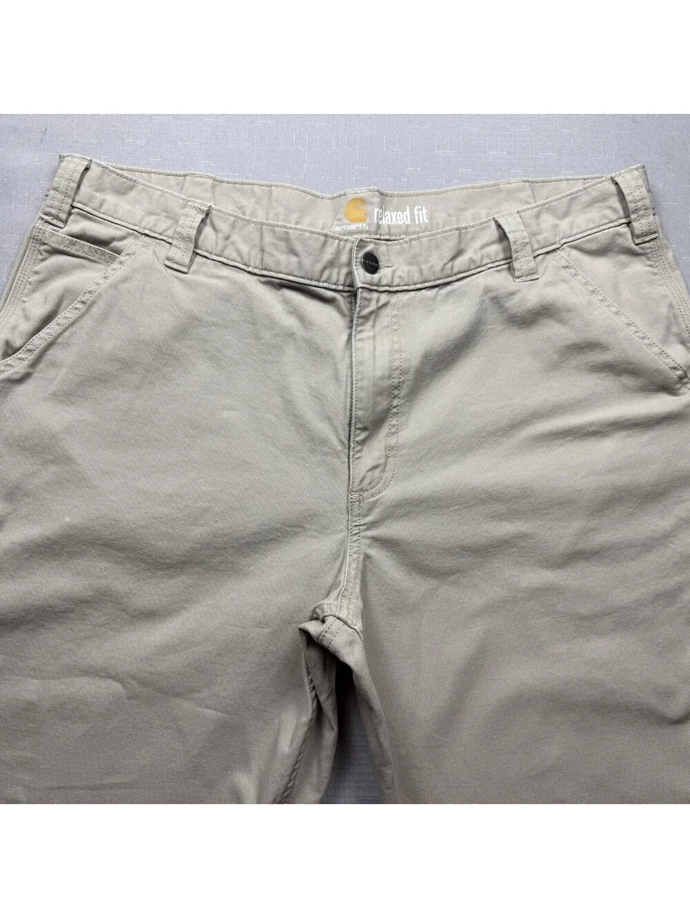Carhartt Relaxed Fit Canvas Work Pants Mens 40x28 Khaki Beige Utility Work